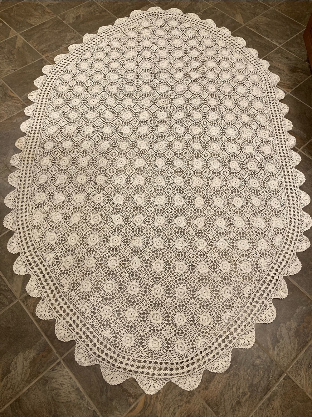 Vintage Hand Crochet Lace Tablecloth